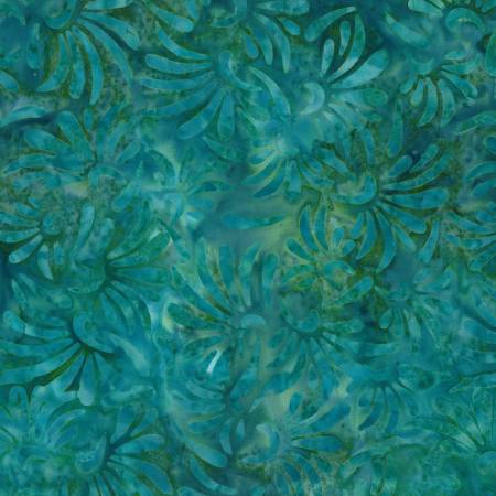 Copper Mountain Aqua Blue Petal Toss Batik