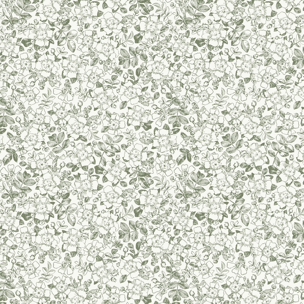 Garden Grace - Green Floral Toile