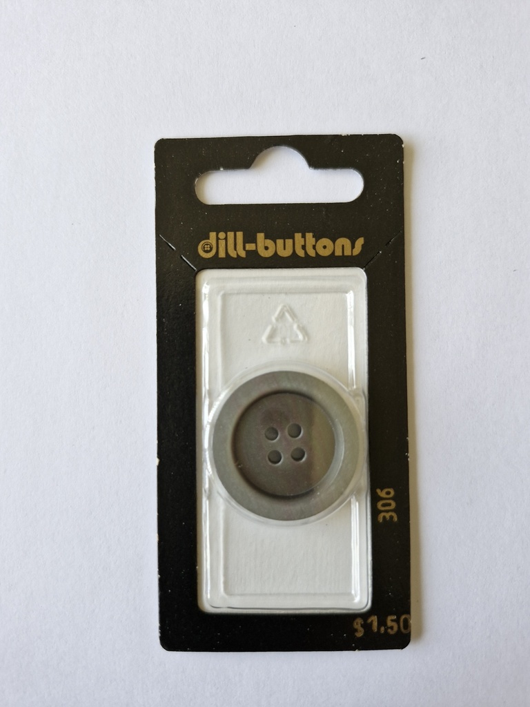 1" Polyester button grey