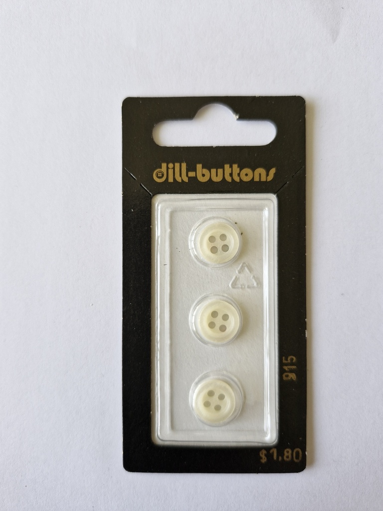 3/8" Polyester button white