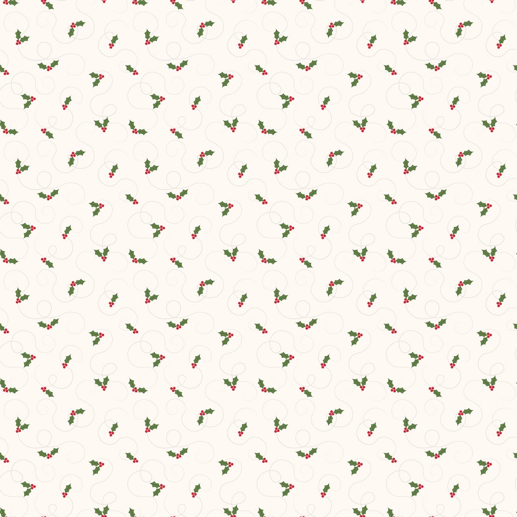 More Christmas Wishes Holly 16554R White
