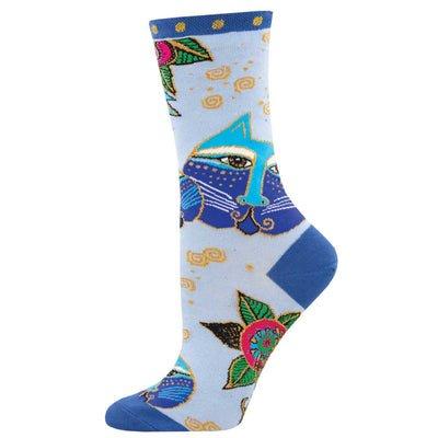 Laurel Burch Carlotta Cat Blue Socks