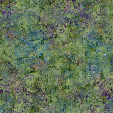 [1400-22276-764] Mystic Vineyard Green/Purple Paisley Batik