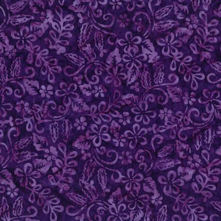 [1400-22278-663] Mystic Vineyard Purple Plumeria  Batik