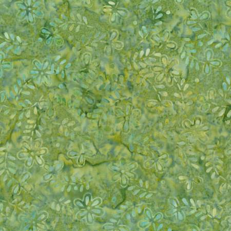 [1400-22292-745] Copper Mountain Lime Green Daisies Batik