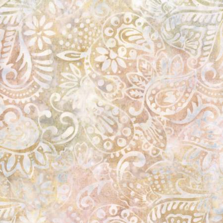 [1400-22288-124] Copper Mountain Cream/Blue Dots & Leaves Batik