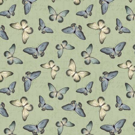 [3027-16529-745] Garden Grace - Sage Butterfly Toss