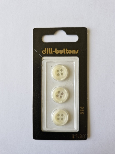[000916] 1/2" Polyester button white