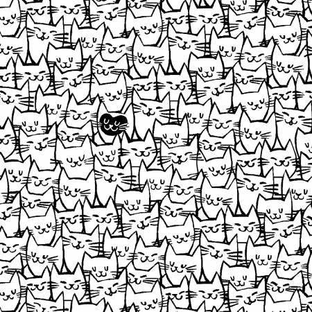 [51120-1] White Packed Cats 108in Quilt Back