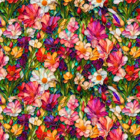 [16240103-01] Gigi in the Garden - Multi Stained Glass Flower Garden