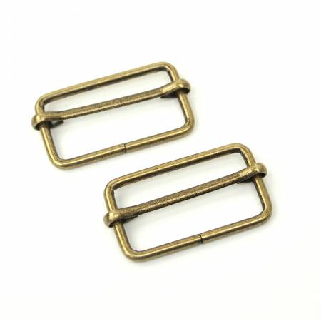 [STS127AT] Two Slider Buckles 1 1/2" Antique