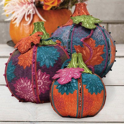[12928USB] Freestanding Fall Floral Pumpkins USB