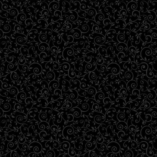 [189763] Hue C2355 Blk on Blk - Leafy Scroll Vine