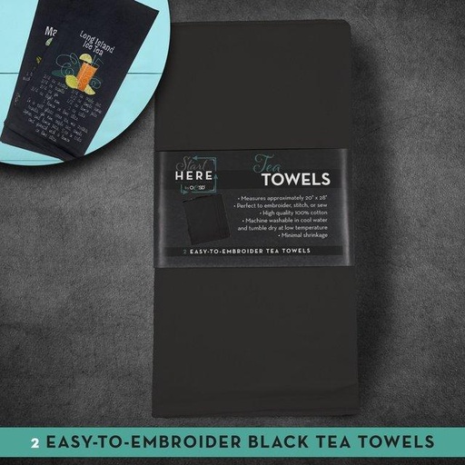 [TFH27374BLK] OESD Tea Towels - Black 2 Pack