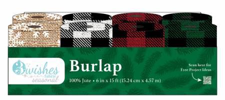[3W-PDQ-HOLBRLAP] 6"X15Ft Holiday Burlap